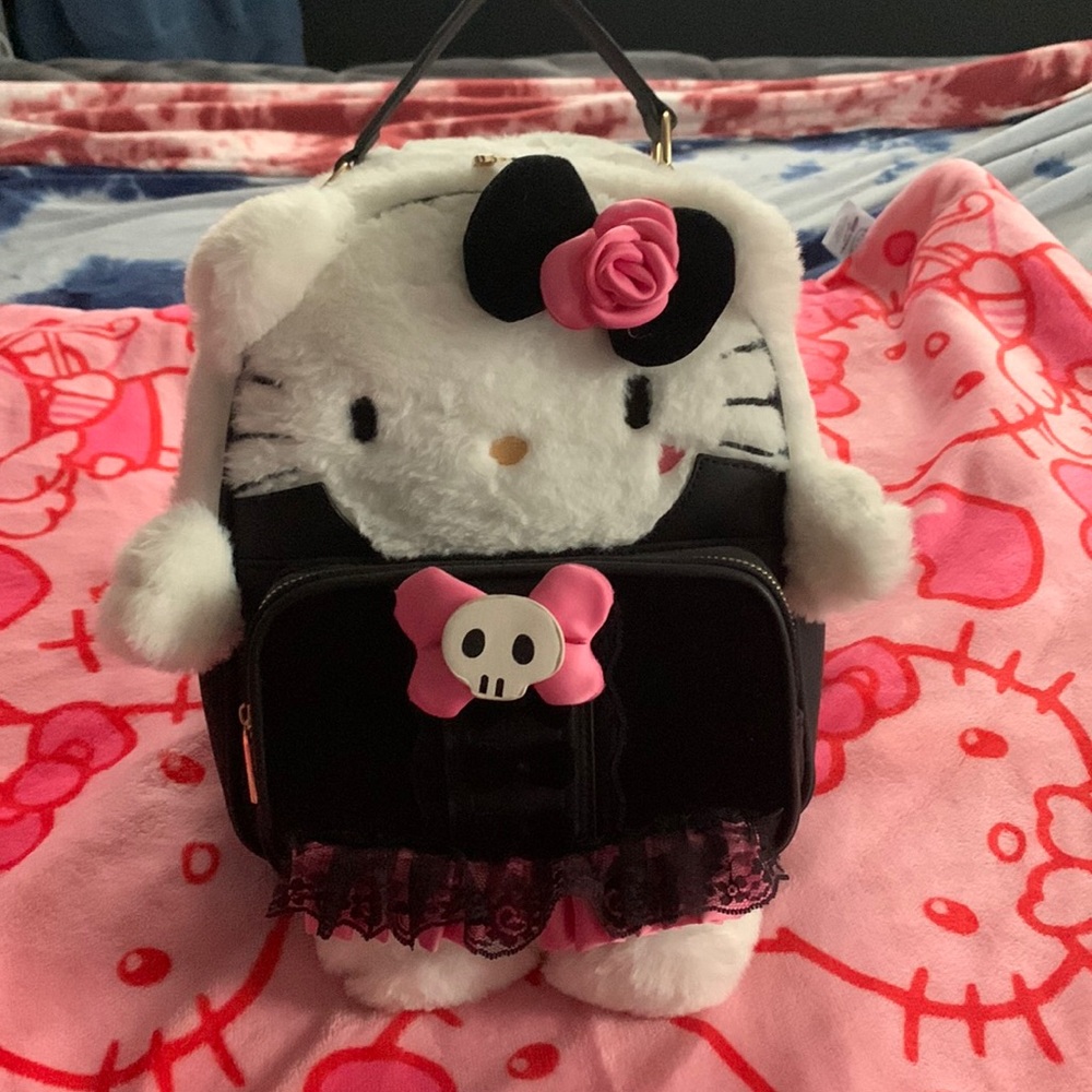 Vampire halloween goth furry hello kitty mini backpack